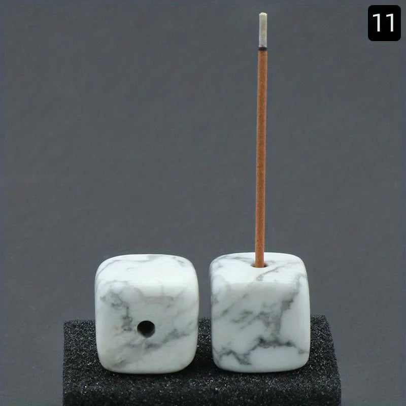 Natural Agate Stone Incense Holder | Square Wire Stick Incense Burner with Unique Pattern