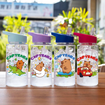 1 Piece 500ml (17 fl oz) Capybara Printed Straw Cup | Summer Water Bottle