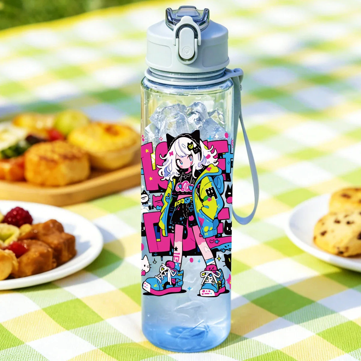 1 Piece 750ml (26 fl oz) Anime Girl Straw Cup | Summer Water Bottle