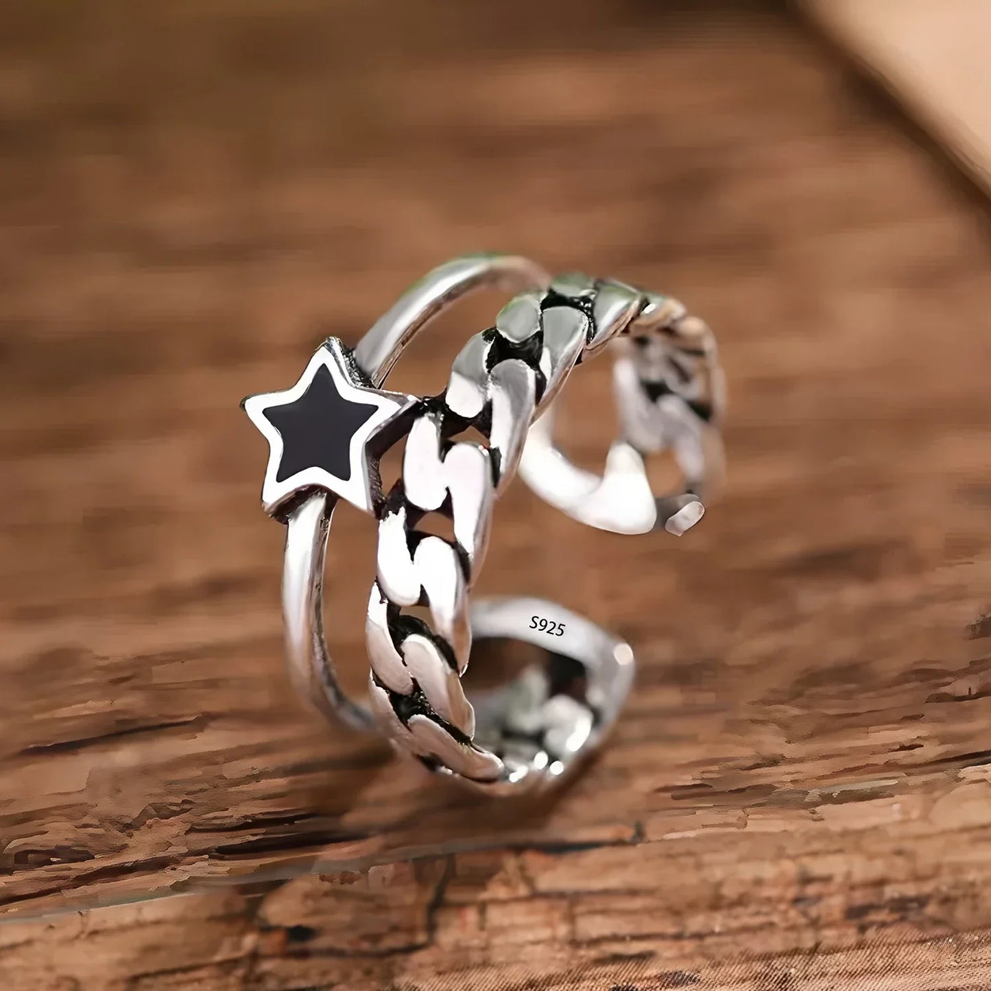 VENTFILLE 925 Sterling Silver Irregular Ring | Geometric Minimalist Jewelry for Women