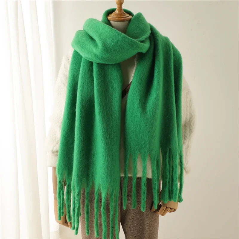 Women's Cashmere-Feel Long Tassel Scarf Shawl - Pashmina Blanket Wrap 94 in (240 cm) Thick Soft Winter Wrap