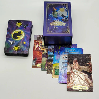 New Pattern Gold Foil Tarot Cards Witch Divine Predictive Board Game Waterproof Mystery Deck For Beginners And Collectors
