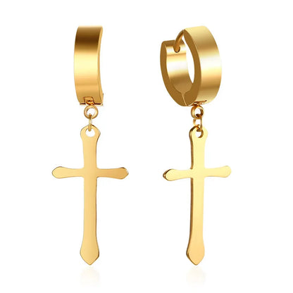 Stainless Steel Cross Earrings for Men | Religious Stud Earrings