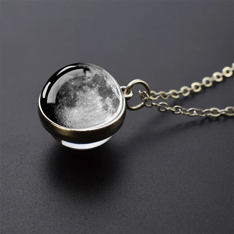Solar System Glass Ball Pendant Necklace | Astronomy Galaxy Jewelry