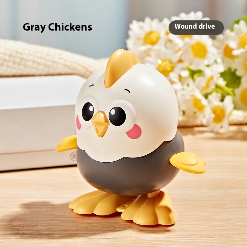 Clockwork Chick Toy on Chain | Wind-Up Crawling Chicken for Baby