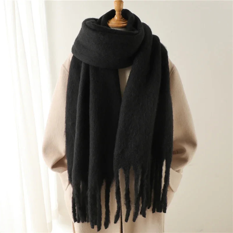 Women's Cashmere-Feel Long Tassel Scarf Shawl - Pashmina Blanket Wrap 94 in (240 cm) Thick Soft Winter Wrap