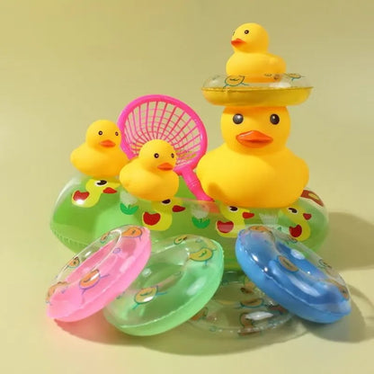 Bath Toy Set for Toddlers | Floating Duck Bath Toys with Fishing Net and Swimming Rings