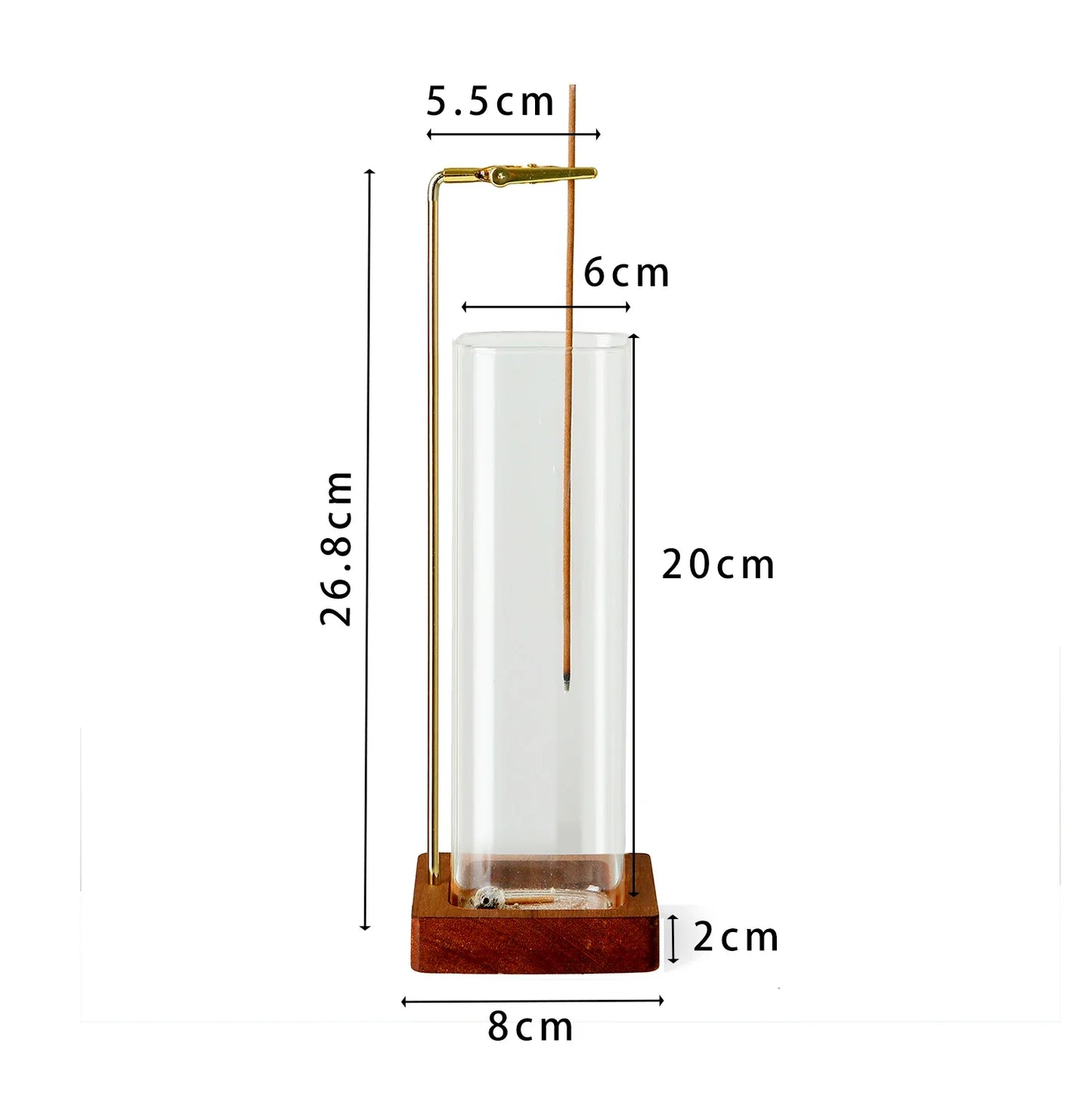 Glass Incense Holder Wooden Incense Holder for Sticks with Glass Ash Catcher Anti-Ash Flying Incense Burner for Yoga Home Decor