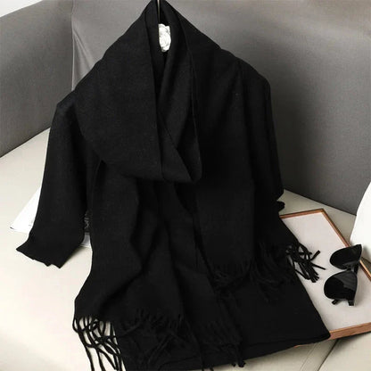 62-Color Winter Cashmere Scarf – Warm Tassel Pashmina Wrap for Women