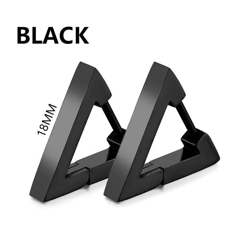 Vintage Punk Stainless Steel Stud Earrings for Men Women | 1 Pair Black Earrings Set