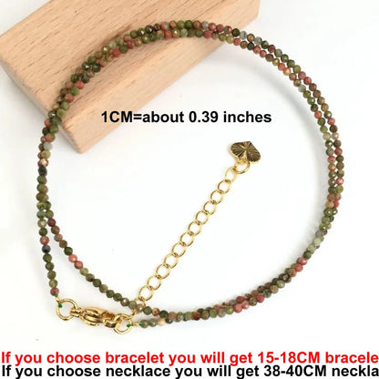 Faceted Gemstone Beaded Necklace and Bracelet Set | Natural Crystal Choker Jewelry for Men and Women