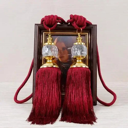 1Pair Tassel Curtain Tieback Crystal Bead Hanging Ball Tie Room Accessories Holder Buckle Rope Bandage Holdback Window Shade