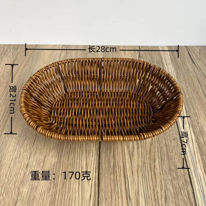 Imitation Rattan Fruit Basket Sundry Storage Basket Hand-Woven Storage Box Home Storage Supplies Tabletop Display Rattan Basket