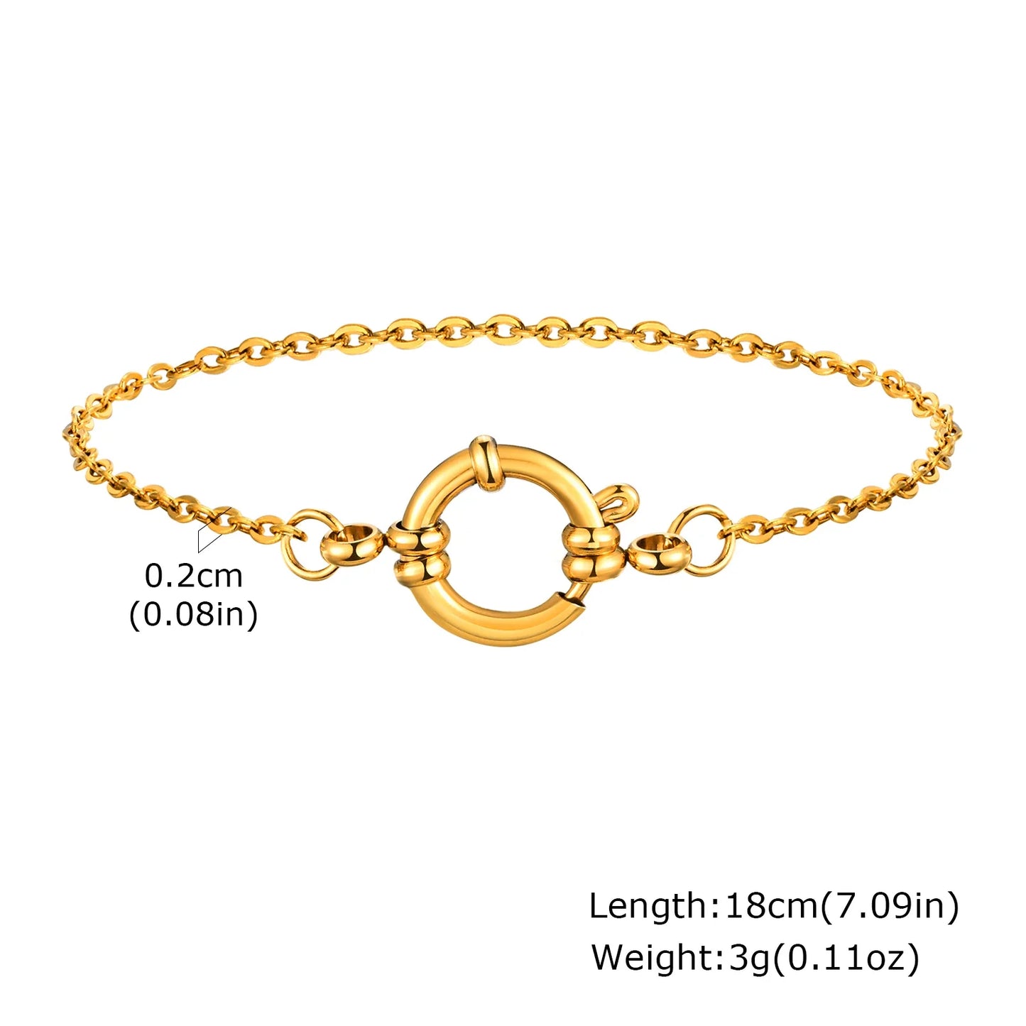 Vnox Square Chain Bracelet | Gold Stainless Steel Round Bubble Link Jewelry for Women