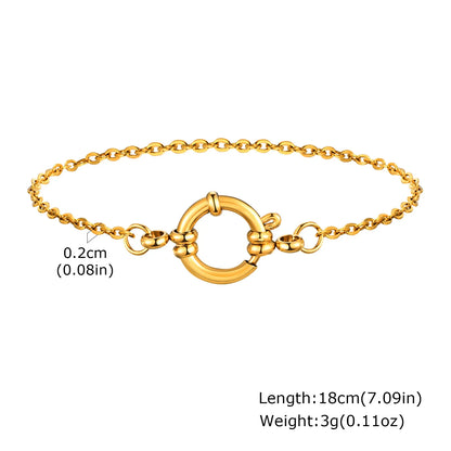Vnox Square Chain Bracelet | Gold Stainless Steel Round Bubble Link Jewelry for Women