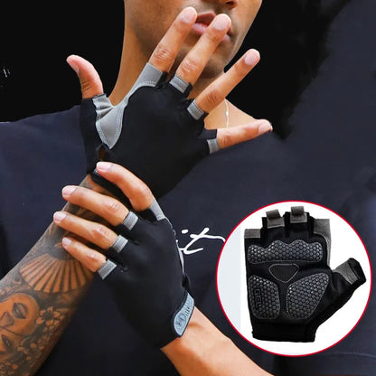 Fingerless Gym Gloves for Men & Women - Anti-Slip Breathable Workout & Cycling Gloves