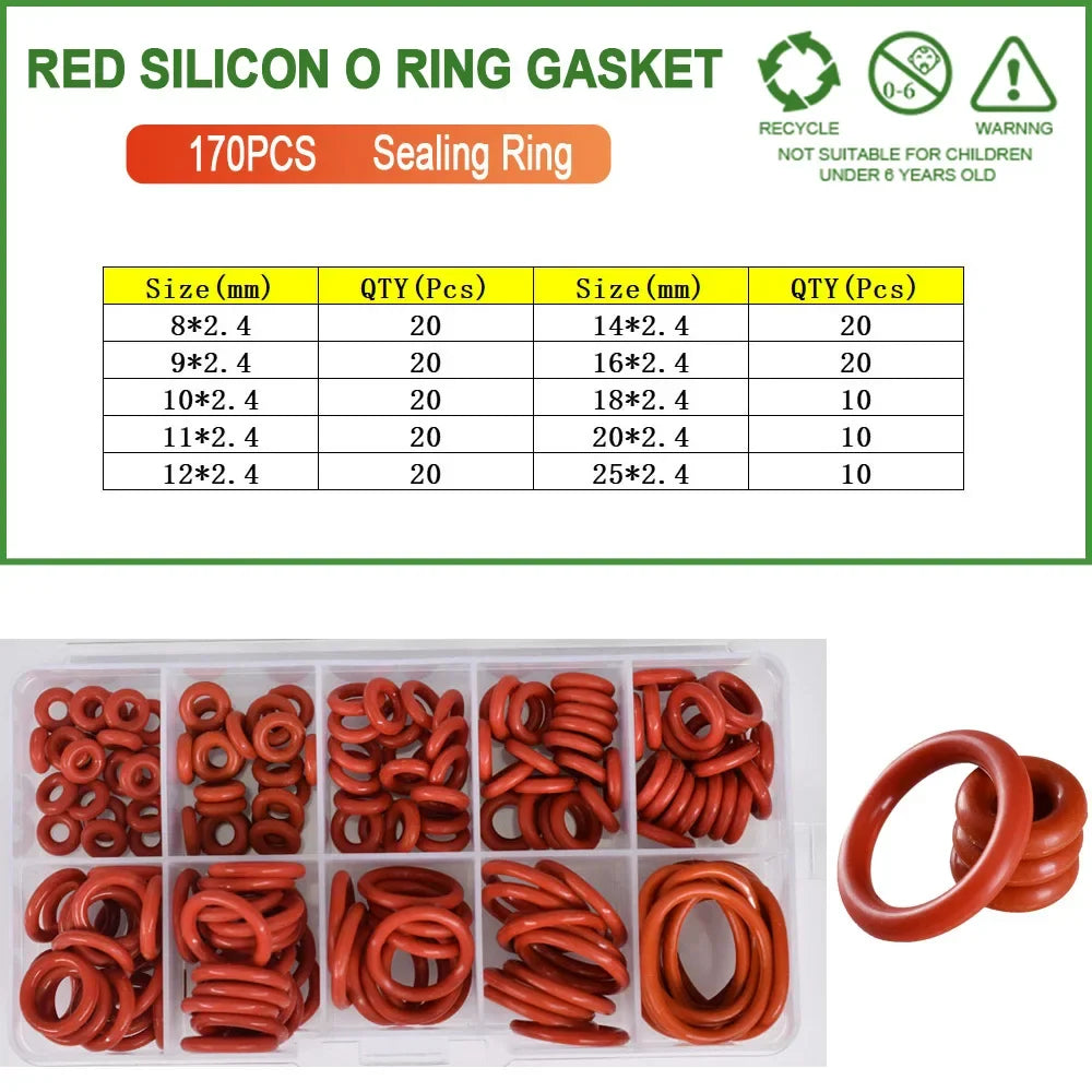 Red Silicone O-Ring Sealing Gasket | Food Grade VMQ Rubber Washer for Cooker