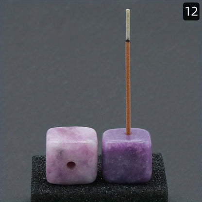 Natural Agate Stone Incense Holder | Square Wire Stick Incense Burner with Unique Pattern