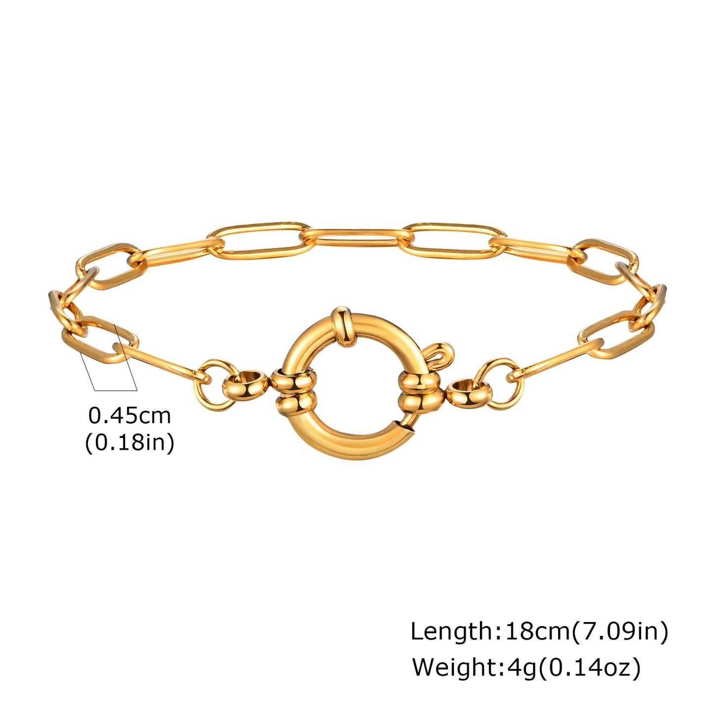 Vnox Square Chain Bracelet | Gold Stainless Steel Round Bubble Link Jewelry for Women