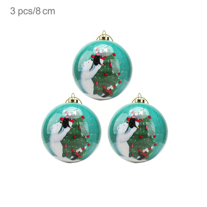 3pcs 8cm Christmas Balls Original Gifts Christmas Decoration 2024 Christmas Tree Decorations Gift Decoration Pendants Baubles