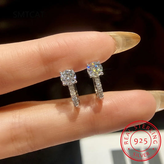 0.5ct Moissanite Stud Earrings for Women | 925 Sterling Silver Huggies