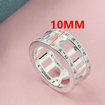 925 Sterling Silver Roman Numeral Ring | AAA Zircon Wedding Band for Men and Women