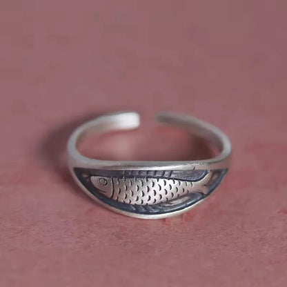 PANJBJ Real 925 Sterling Silver Retro Round Ring | Vintage Fine Jewelry for Women