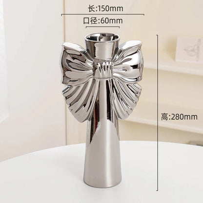 28cm Modern-Minimalist Bow Ceramic Vase, Perfect  Office  Living room decoration, Ideal  Hydroponic Plants & Home Decor