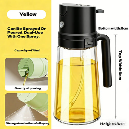 2 in 1 Oil Sprayer and Dispenser Bottle | Cooking Oil Spray Bottle for BBQ, Air Fryer, and Salad