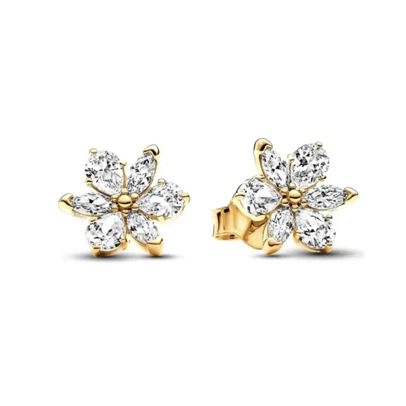 925 Sterling Silver Snowflake Heart Earrings | Fine Stud Earrings for Women