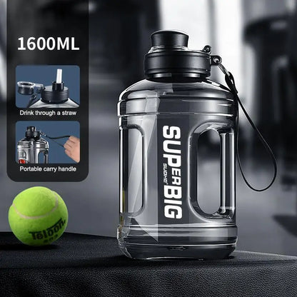 Large Capacity Sports Water Bottle with Straw | Leakproof Plastic Drinking Bottle for Outdoor Travel and Gym