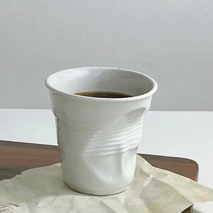 6.7oz Korean Style Cups and Mugs Coffee Mug White Ceramic Nordic Wrinkle Cup 200ml Drinking Coffe Tumbler English Letter