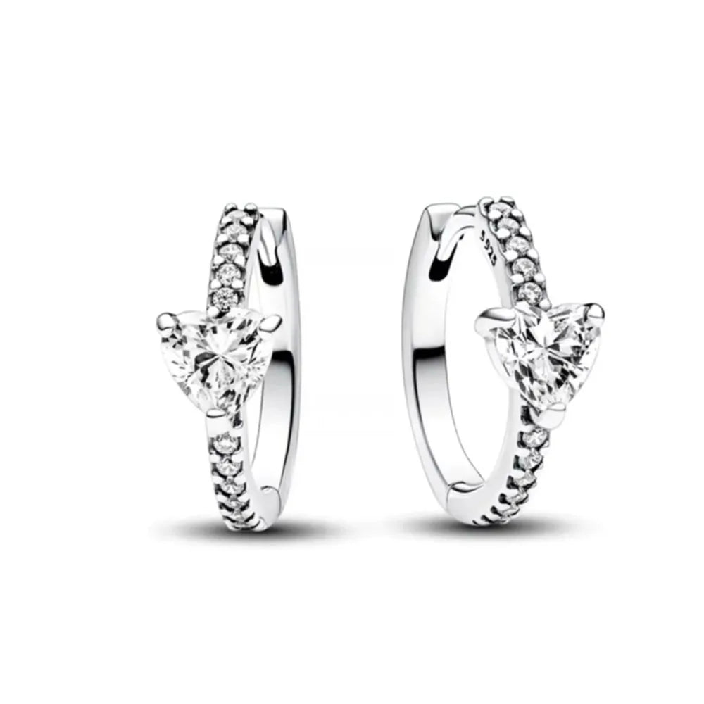 925 Sterling Silver Snowflake Heart Earrings | Fine Stud Earrings for Women