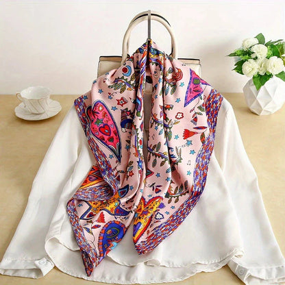 90x90cm Square Silk-Feel Scarf – Luxury Women’s Shawl & Head Wrap
