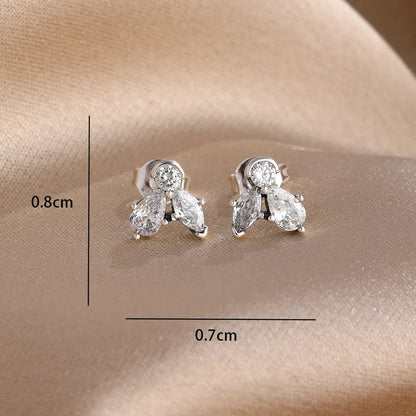 2026 New Fashion Hoop Earrings Set for Women | Ginkgo Leaf Enamel Flower Stud, Cute Crown Heart Zircon Earrings