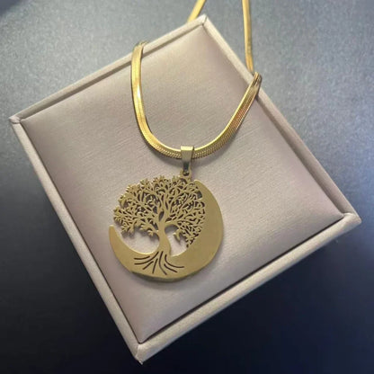 Tree of Life Pendant Necklace | Stainless Steel Family Tree Jewelry for Men and Women