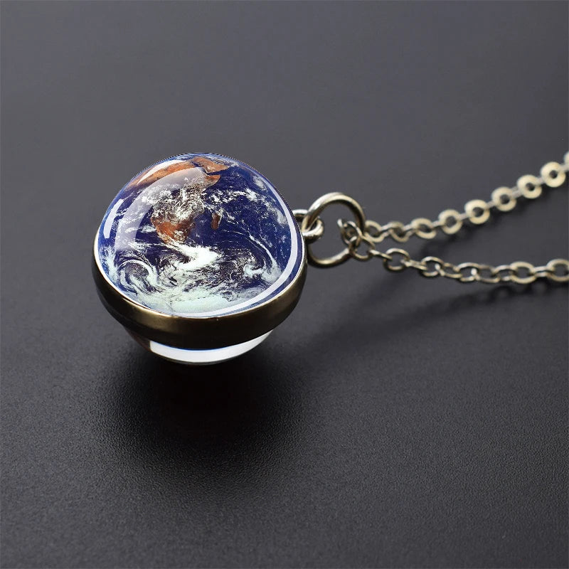 Solar System Galaxy Pendant Necklace | Unisex Astronomy Jewelry Gift