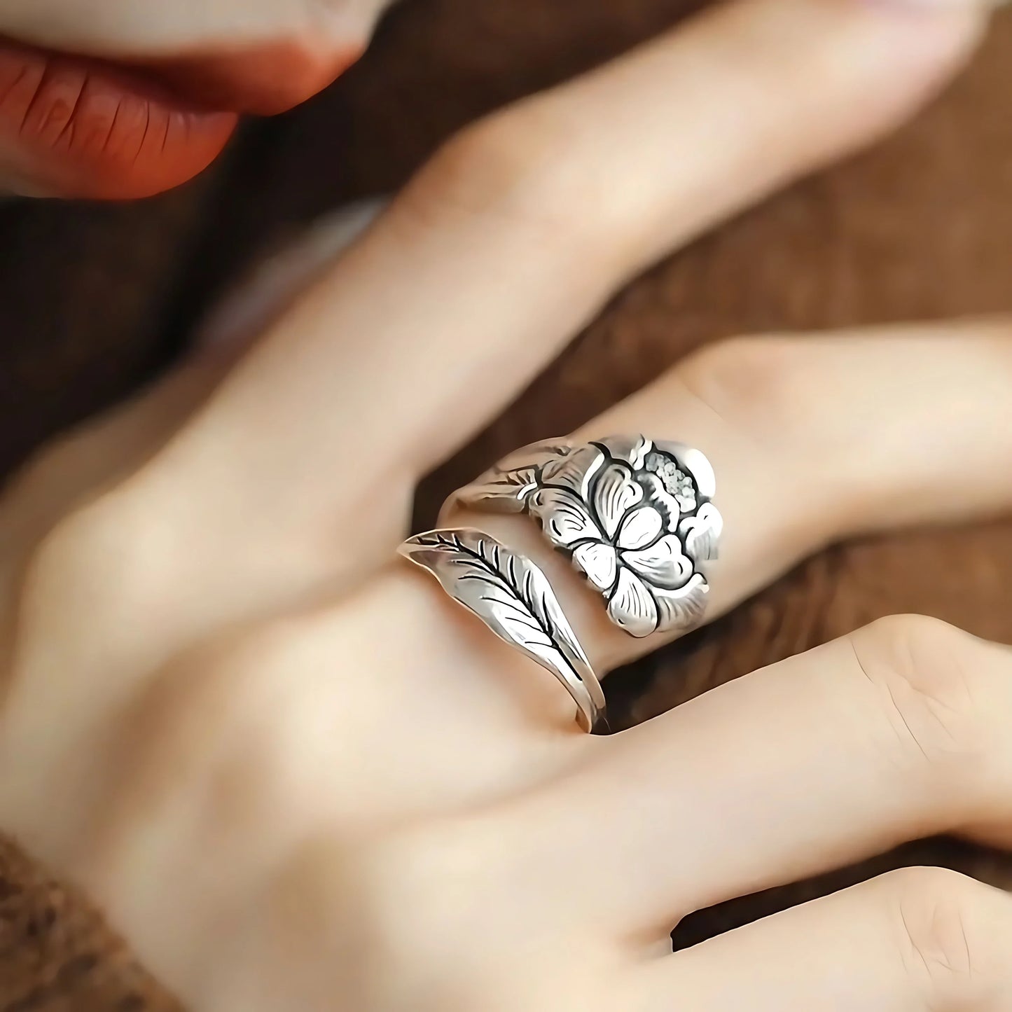VENTFILLE 925 Sterling Silver Flower Ring | Hollow Out Retro Jewelry for Women