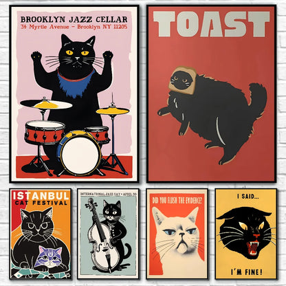 Modern Pop Black Cat Wall Art Poster Poster Paper Print Home Living Room Bedroom Entrance Bar Cafe Art Painting Decoration