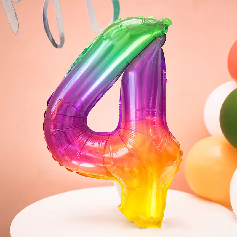 Rainbow Jelly Number Balloon 16 Inch | Birthday Party Decoration