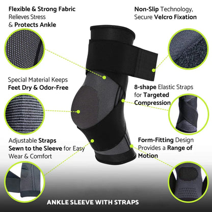 1 PC Sports Ankle Brace Compression Strap Sleeves Support Pressurized Elastic Bandage Foot Protective Gear Gym Fitness Accessory