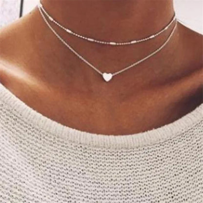 Tiny Heart Pendant Necklace for Women | Short Chain Bohemian Choker