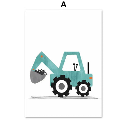 Modern Nordic Style Canvas Print Painting Poster Cartoon Car Letter Number Children Wall Picture Art Studio Kids Room Home Decor