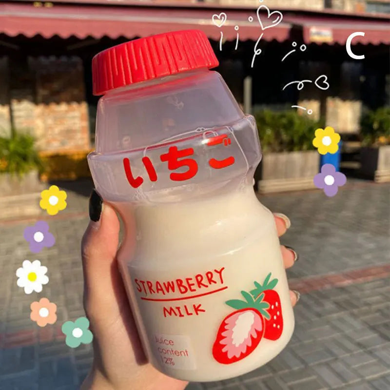 480ml Plastic Cute Yogurt Water Bottle | Yakult Shape Kawaii Milk Carton Shaker