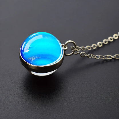 Solar System Glass Ball Pendant Necklace | Astronomy Galaxy Jewelry