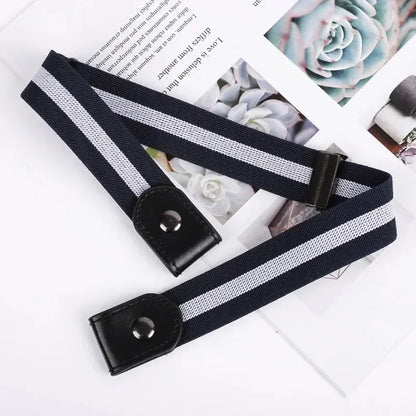 Canvas Elastic No-Buckle Adjustable Belt for Jeans – Invisible Waistband 33–45in (85–115cm) for Women & Men