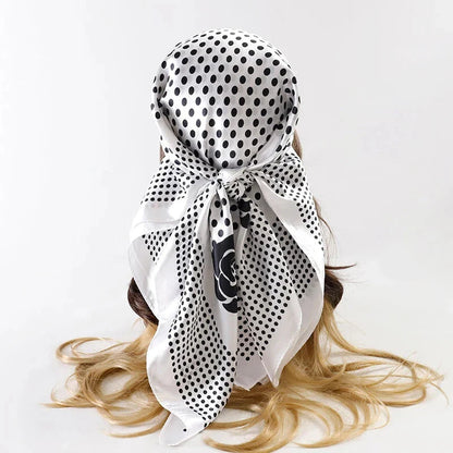 Satin Square Scarf – Elegant 2025 Print Hijab, Shawl & Hair Wrap