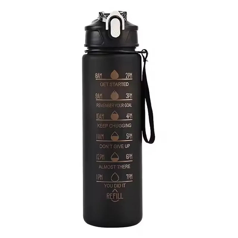 WRELS 900ml Sports Water Bottle with Time-Tracking Straw | Leak Proof Hydration Companion