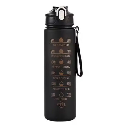900ml Sports Water Bottle with Time-Tracking Straw | Leak Proof and Locking Flip Cover