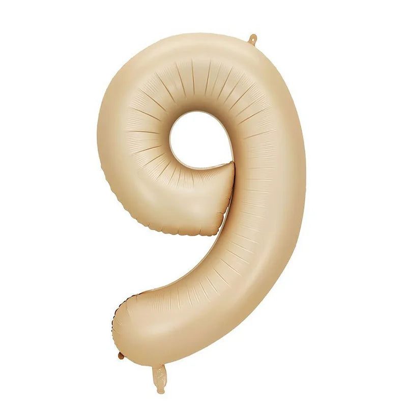 Cream Foil Number Balloons 1-9 Set | Large Digital Birthday Party Decor